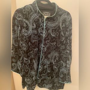 Alex Evenings 2-piece Jacket/Tank Top Set. Glittery & sparkly paisley pattern.